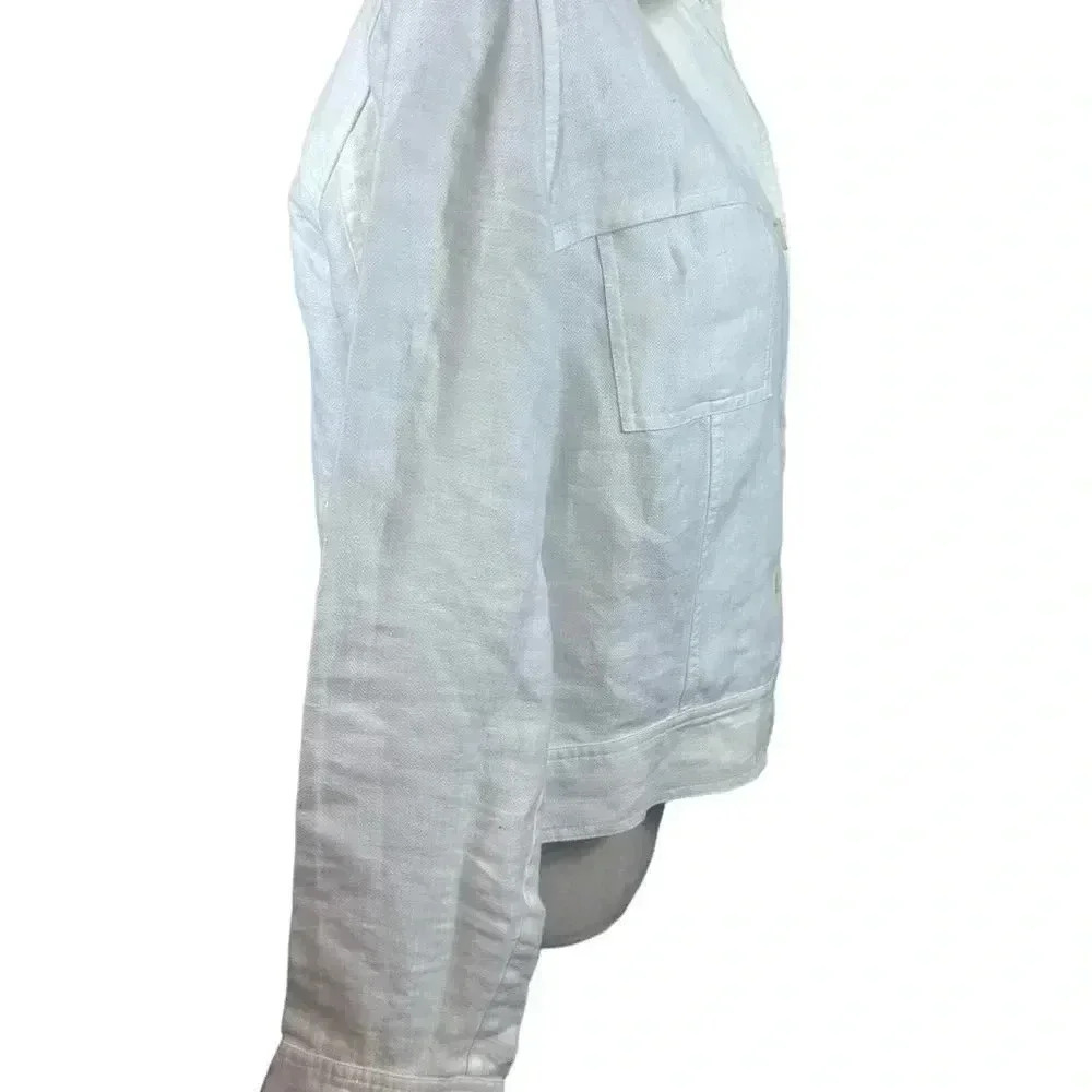 Doncaster White Linen Button Front Jacket Size 4 - image 6